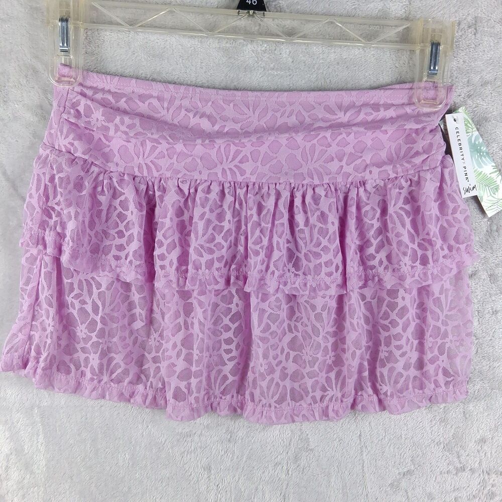 Celebrity Pink Swim Lace Skirt Juniors Sz M(7-9) Swimwear Lavender New With Tags